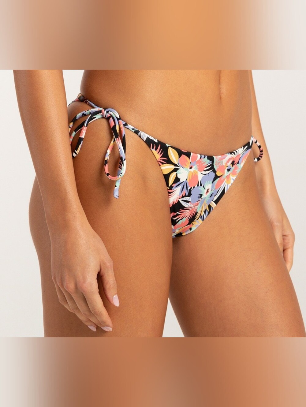 Nwt Black Tropical Floral Salty Crew Tie-Side Bikini Bottom - Women Medium